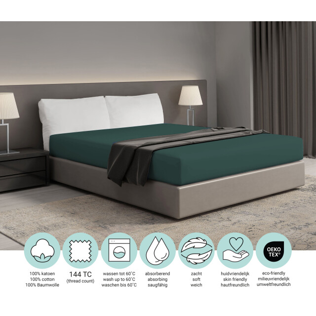 DoubleDry Hoeslaken 100% natuurlijk katoen eenpersoons 90x200 cm zacht & 3472226 large