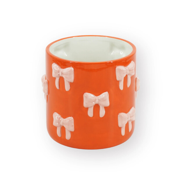 House Vitamin Pot planter bows dolomite orange/pink 15.5x15.5x16 cm 3470429 large