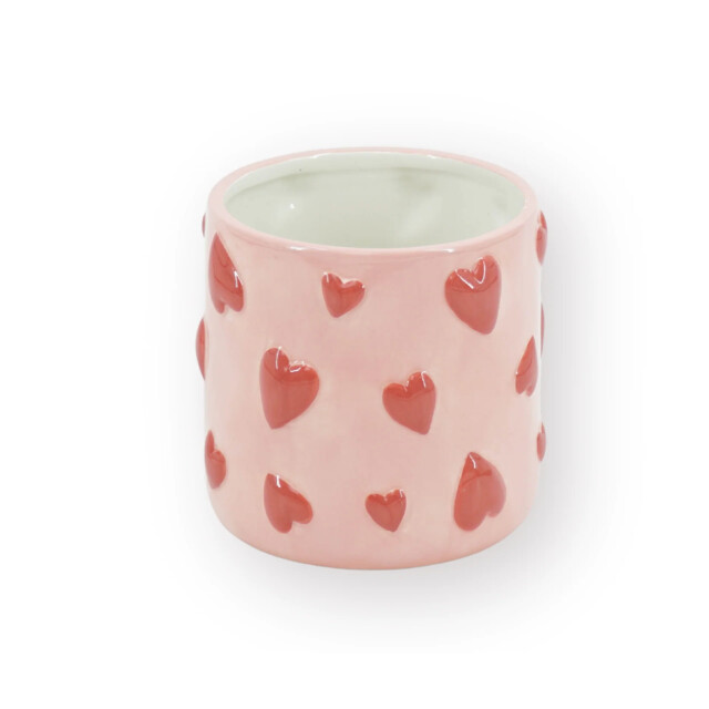 House Vitamin Pot planter hearts dolomite pink/red 15.5x15.5x16 cm 3470436 large