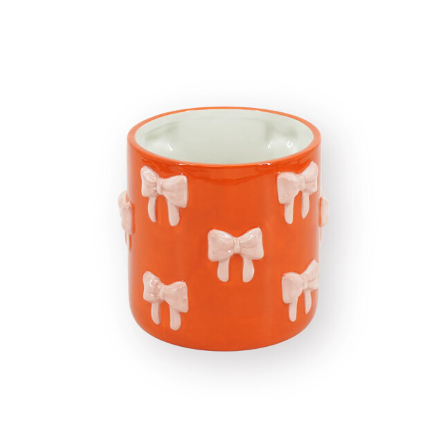 House Vitamin Pot planter bows dolomite orange/pink 12.5x12.5x13 cm 3470425 large