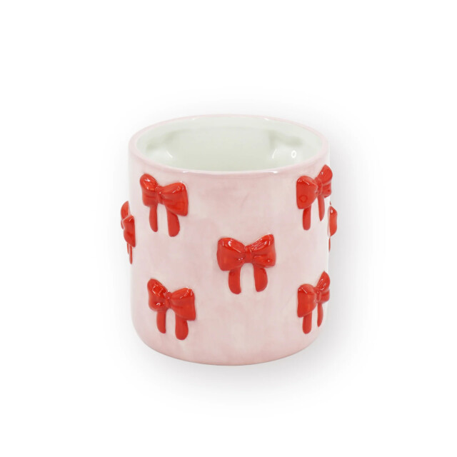 House Vitamin Pot planter bows dolomite pink/red 12.5x12.5x13 cm 3470428 large