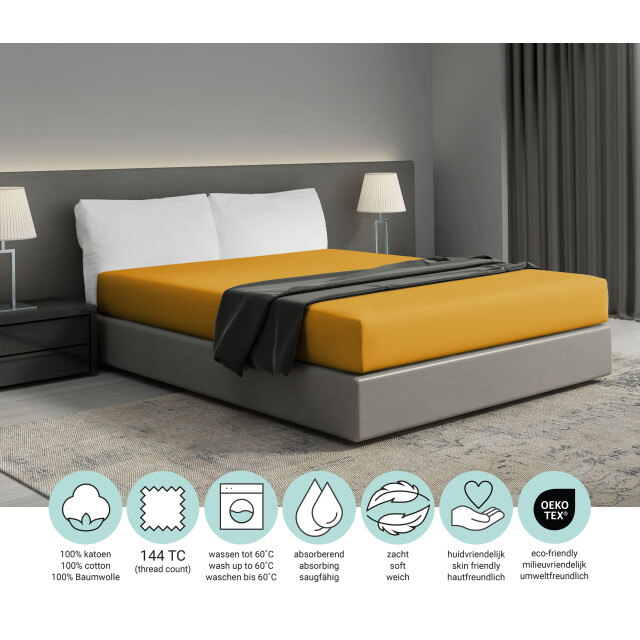 DoubleDry Hoeslaken 100% natuurlijk katoen eenpersoons 90x200 cm zacht & 3472203 large