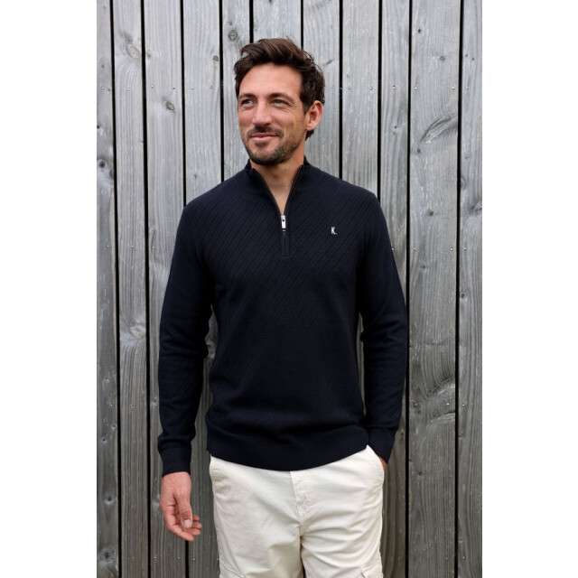 Kultivate 2501080802 crossed half zip 319 dark navy heren trui kultiv 319 Dark Navy/2501080802 Crossed Zip large