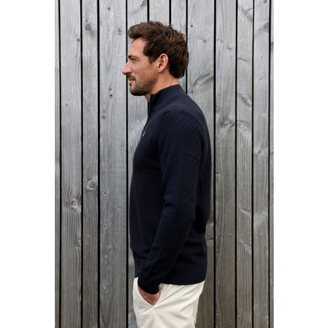 Kultivate 2501080802 crossed half zip 319 dark navy heren trui kultiv 319 Dark Navy/2501080802 Crossed Zip large