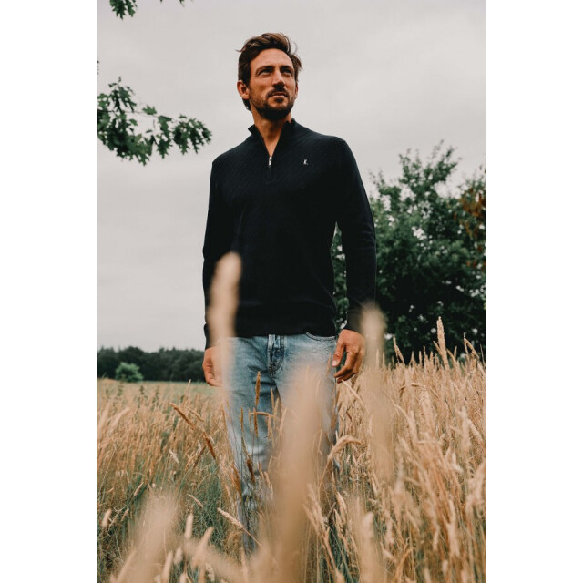 Kultivate 2501080802 crossed half zip 100 - black heren trui kultiv 100 Black/2501080802 Crossed Zip large