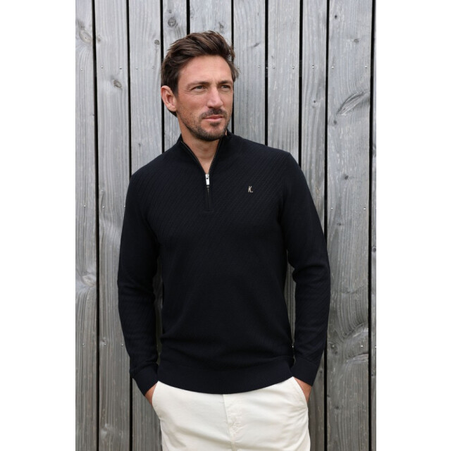 Kultivate 2501080802 crossed half zip 100 - black heren trui kultiv 100 Black/2501080802 Crossed Zip large