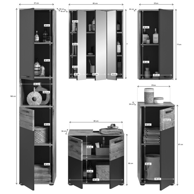 Furnilux Badkamercombinatie mason 5-delig 3475567 large