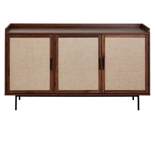 CaliCosy Dressoir met 3 deuren in notenhoutdecor en fronten van stof l140 cm jetson 3205796 large