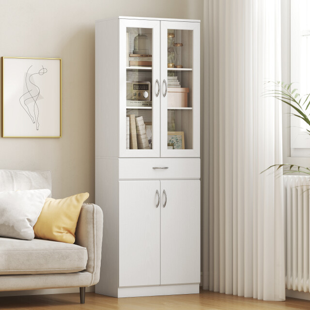 4goodz Keukenkast buffetkast met glazen deur 60 x 35 x 180 cm - 3476292 large