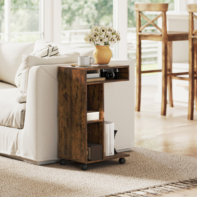 4goodz Verrijdbare bijzettafel voor bank met wielen en 3 planken - 3474651 large