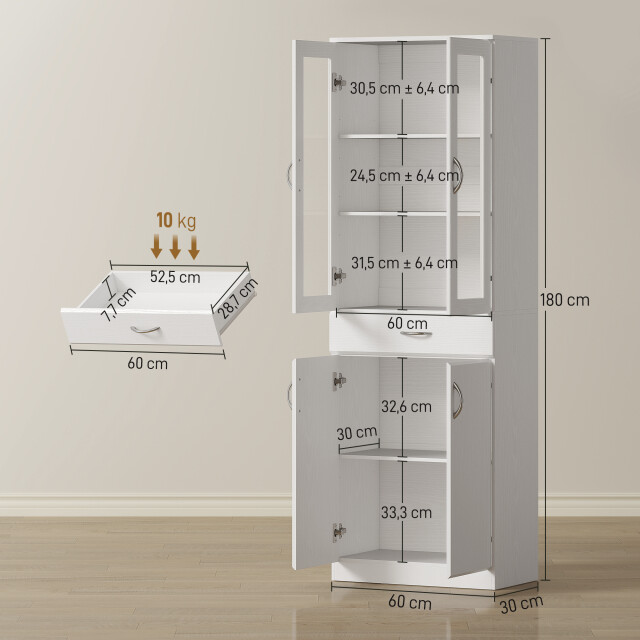 4goodz Keukenkast buffetkast met glazen deur 60 x 35 x 180 cm - 3476292 large