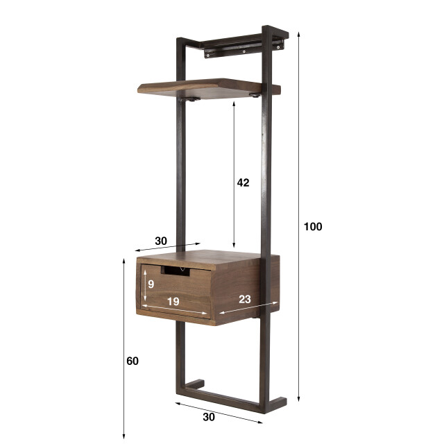 Hoyz nachtkastje air solid xs 1 lade massief acacia 3423782 large