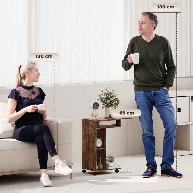 4goodz Verrijdbare bijzettafel voor bank met wielen en 3 planken - 3474651 large