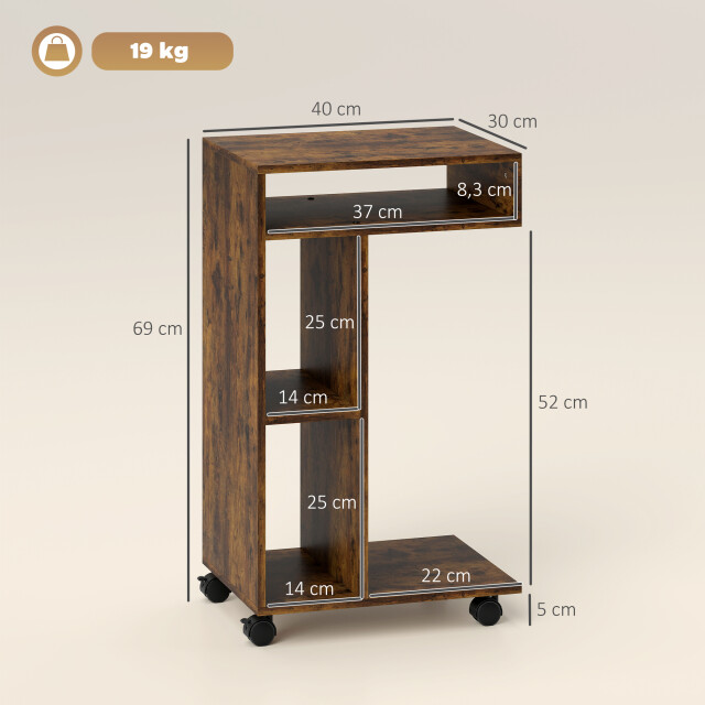 4goodz Verrijdbare bijzettafel voor bank met wielen en 3 planken - 3474651 large