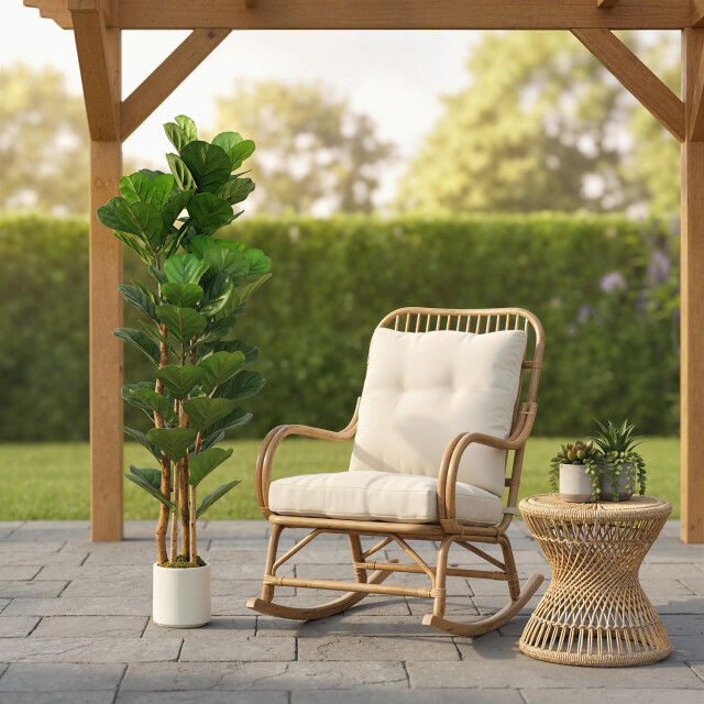 4goodz Kunstplant vijg met 71 bladeren houten stam 150 cm - 3476290 large