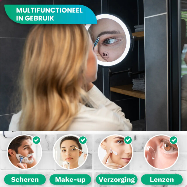 Mirlux Make-up spiegel batterij zwart 1-5x vergroting 3476749 large