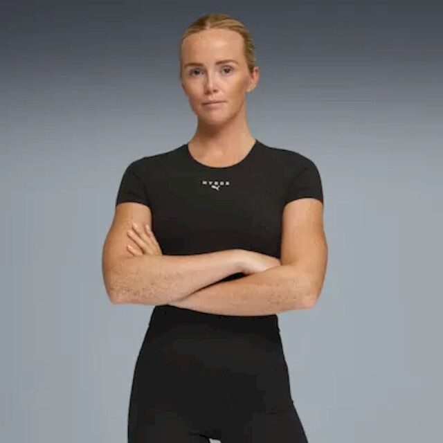 Puma w x hyrox shapeluxe ss crop tee training top dames - 072442_990-L large