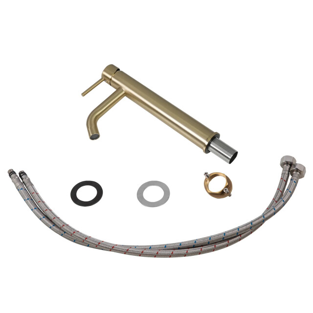 Badplaats Wastafelkraan everest xl goud mengkraan met montage set en slangen 3180879 large