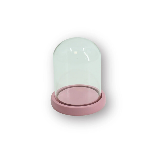 House Vitamin Bell jar glass/wood light pink 11x11x15cm 3485207 large