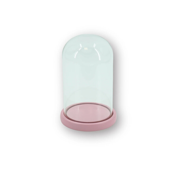 House Vitamin Bell jar glass/wood light pink 14x14x22cm 3485205 large