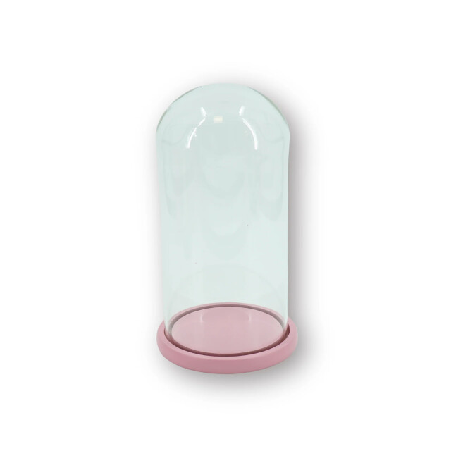 House Vitamin Bell jar glass/wood light pink 17x17x32cm 3485206 large