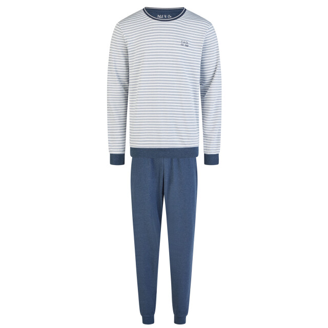 Phil & Co Heren winter pyjama set lang interlock blauw gestreept PH-6160-02 large