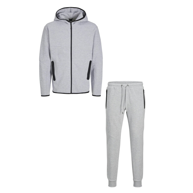 Jack & Jones Heren trainingspak sweatstof 12261991+12260150-Light Grey Melange large