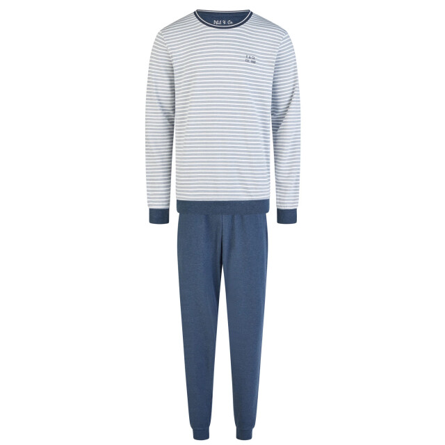 Phil & Co Heren winter pyjama set lang interlock blauw gestreept PH-6160-02 large