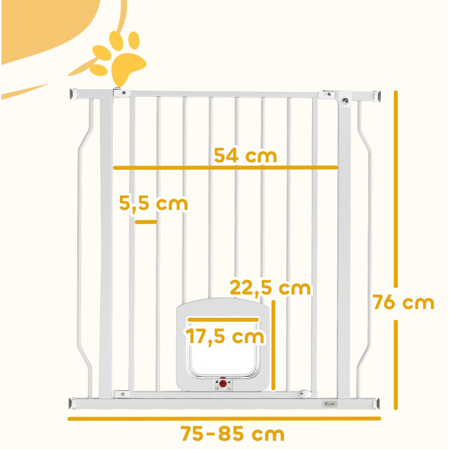 4goodz Verstelbaar traphek met kattenluik montage zonder boren 75-85 cm - 3487055 large