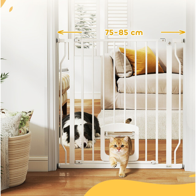 4goodz Verstelbaar traphek met kattenluik montage zonder boren 75-85 cm - 3487055 large