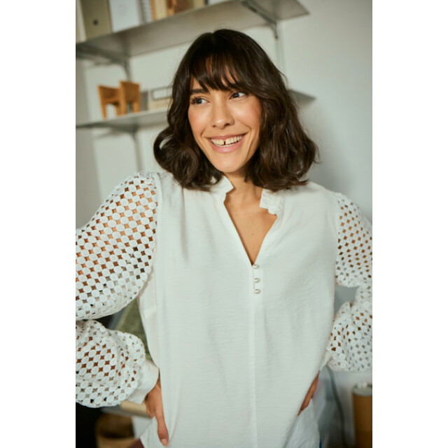 KAFFE Katulle blouse 10510733- 10510733-CHALK large
