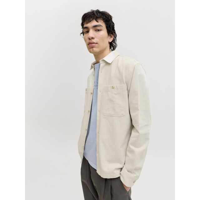 Jack & Jones Jprblurayle linen bl. solid ls shirt sn ecru dessin 5309.08.0015 large