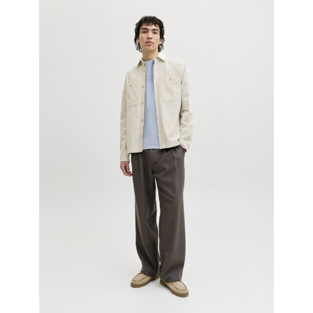 Jack & Jones Jprblurayle linen bl. solid ls shirt sn ecru dessin 5309.08.0015 large