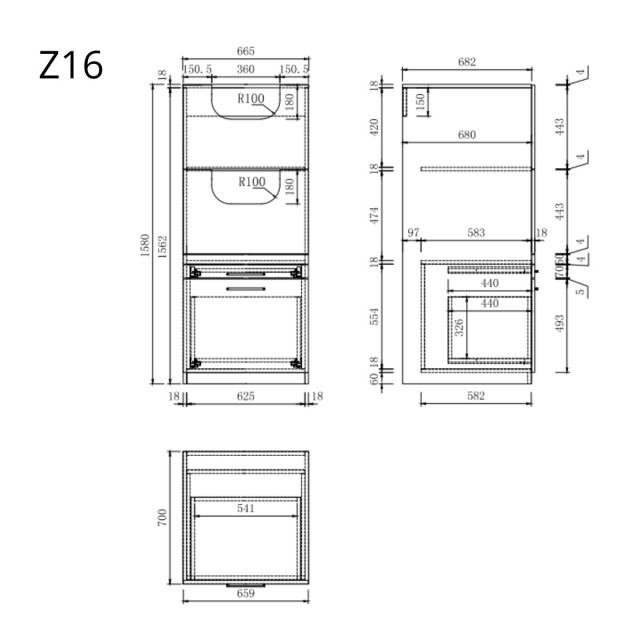 Wasophoogte Multifunctionele waskast module z16 perle taupe 3442940 large