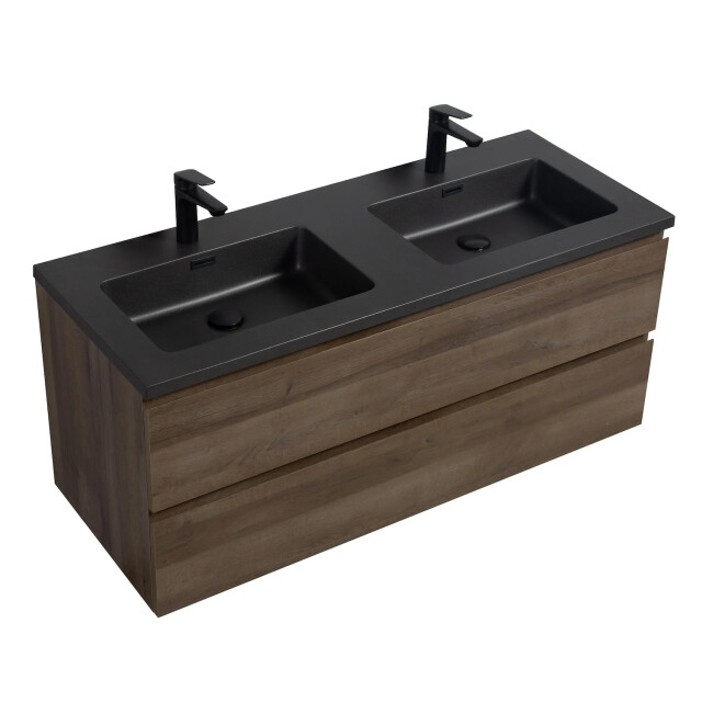 Badplaats Badkamermeubel set angela 120cm bruin badmeubel met zwarte 3487991 large