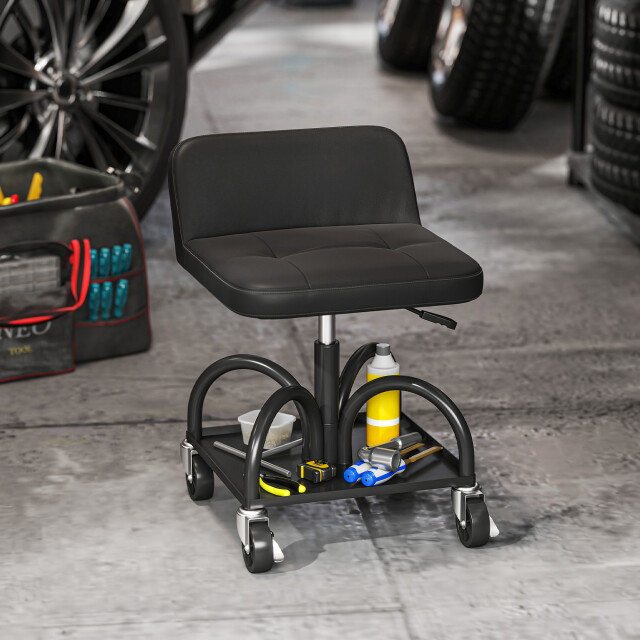 4goodz Werkplaatskruk op wielen met opbergruimte tot 135 kg belastbaar - 3488781 large