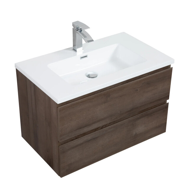 Badplaats Badkamermeubel set angela 80cm bruin badmeubel met wastafel 3244661 large