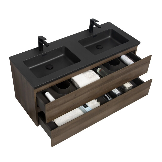 Badplaats Badkamermeubel set angela 120cm bruin badmeubel met zwarte 3487991 large