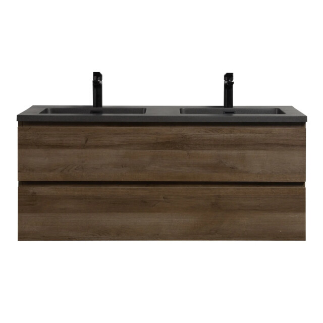 Badplaats Badkamermeubel set angela 120cm bruin badmeubel met zwarte 3487991 large