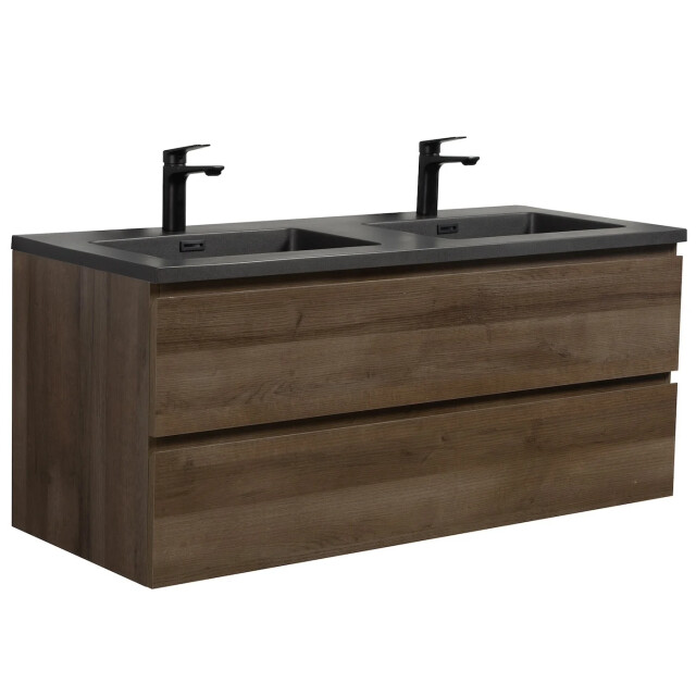 Badplaats Badkamermeubel set angela 120cm bruin badmeubel met zwarte 3487991 large