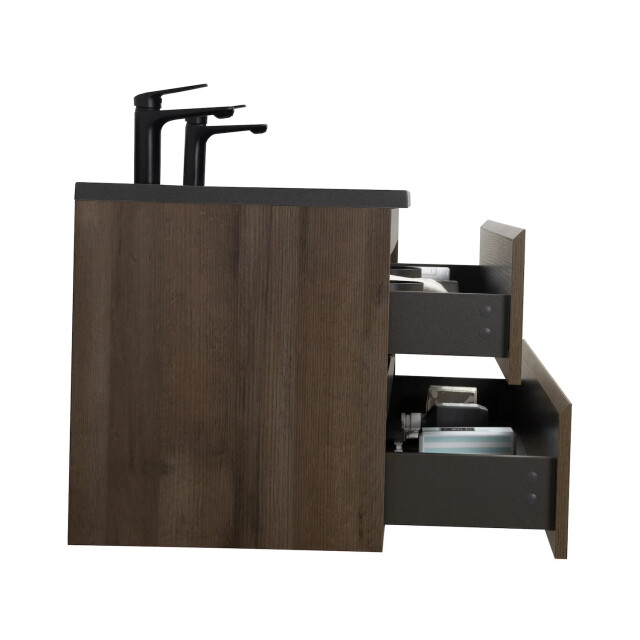 Badplaats Badkamermeubel set angela 120cm bruin badmeubel met zwarte 3487991 large