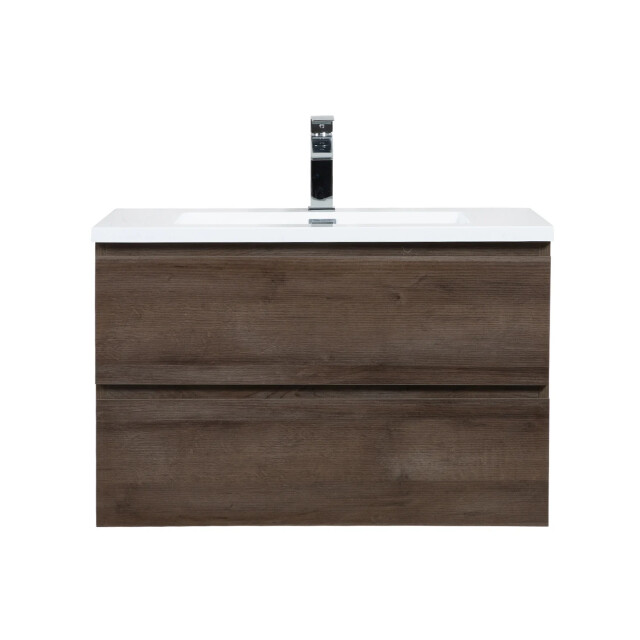 Badplaats Badkamermeubel set angela 80cm bruin badmeubel met wastafel 3244661 large