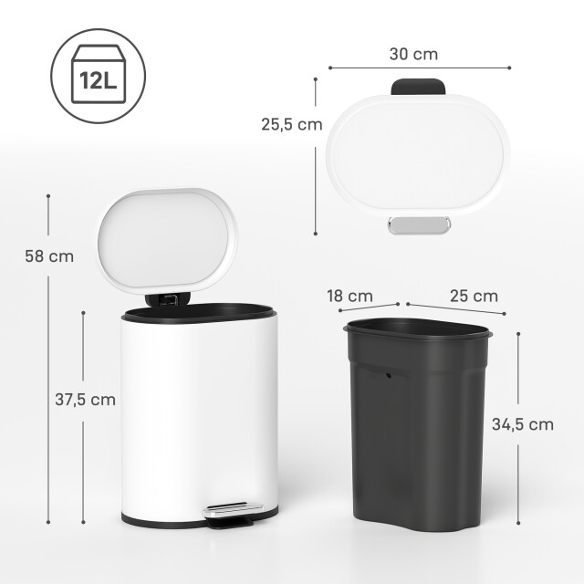 4goodz Afvalemmer 12l pedaalemmer met deksel binnenemmer soft-close - 3488792 large