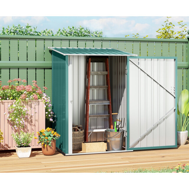 4goodz Metalen tuinhuis tuinschuur met schuin dak 100x103x160 cm - 3490918 large