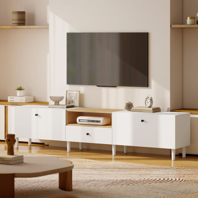 4goodz 200 cm tv-kast voor televisies tot 228 6 cm 2 neerklapbare vakken - 3491107 large