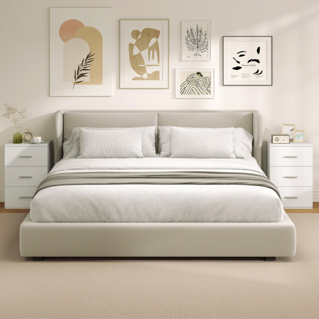 4goodz Nachtkastje met 3 laden bijzetkast voor slaapkamer mdf - 3490916 large