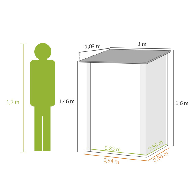 4goodz Tuinhuis van metaal 0.92 m² metalen tuinhuisje voor balkon en terras - 3490919 large