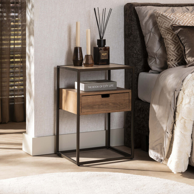 Hoyz nachtkastje cassetto 1 lade keramiek travertin 3491376 large