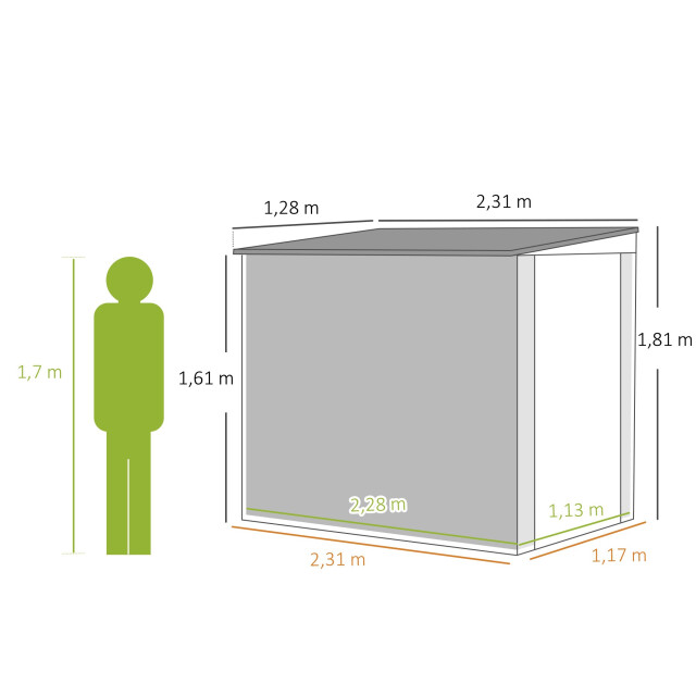 4goodz Metalen gereedschapsschuur voor tuingereedschap met raam donker 3476289 large