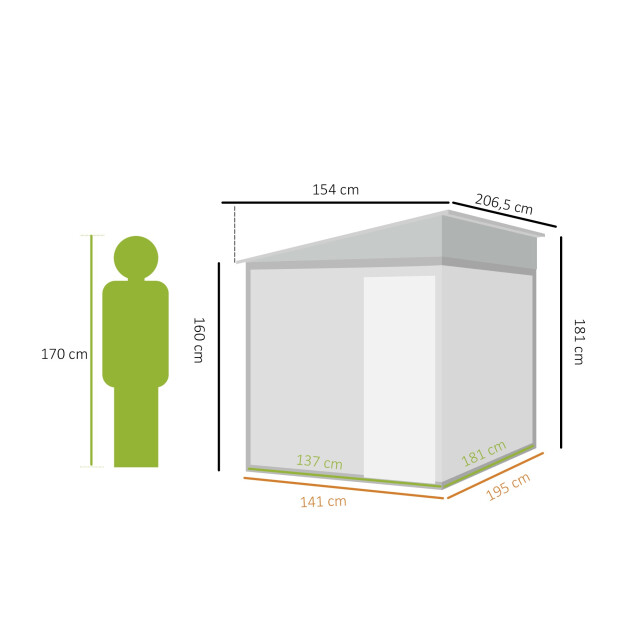 4goodz Metalen gereedschapsschuur 2,81m² 154x206,5x181 cm met bodemframe 3490922 large